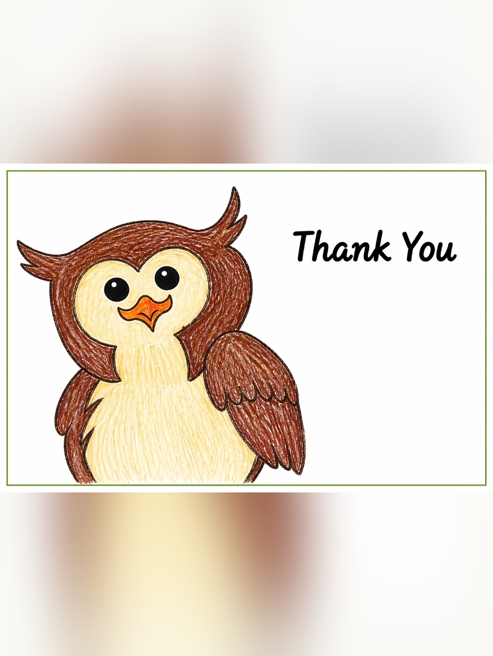 Hand Crafted Owl Thank You Business Cards 50 Count